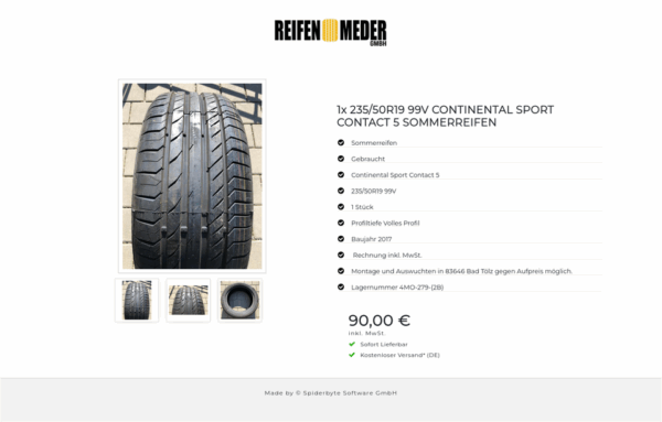 1x 235/50R19 99V CONTINENTAL SPORT CONTACT 5 SOMMERREIFEN #3003 – Bild 4