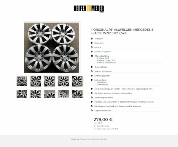 4 ORIGINAL 16" ALUFELGEN MERCEDES E-KLASSE W212 S212 7,5x16 #1V0Q – Bild 11
