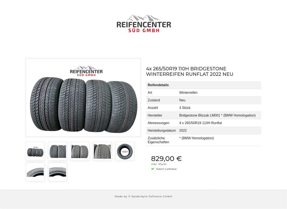 4x 265/50R19 110H BRIDGESTONE WINTERREIFEN RUNFLAT 2022 NEU #1PQT – Bild 8