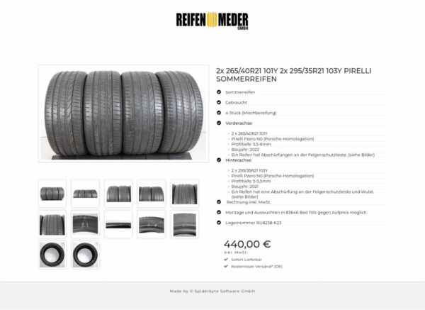 2x 265/40R21 101Y 2x 295/35R21 103Y PIRELLI SOMMERREIFEN #1GPH – Bild 13