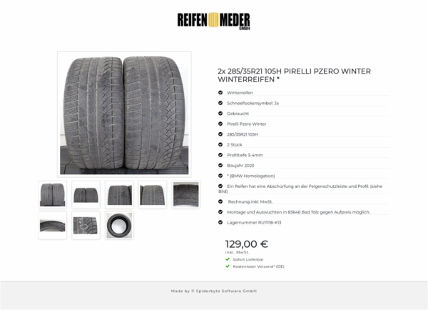 2x 285/35R21 105H PIRELLI PZERO WINTER WINTERREIFEN * #1UIE – Bild 9