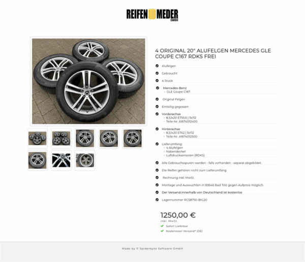 4 ORIGINAL 20" ALUFELGEN MERCEDES GLE COUPE C167 RDKS FREI #1V0P – Bild 9