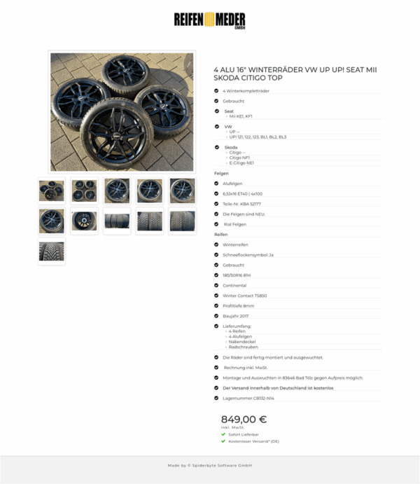 4 ALU 16" WINTERRÄDER VW UP UP! SEAT MII SKODA CITIGO TOP #1OMT – Bild 12
