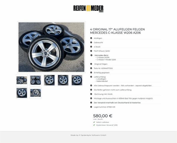 4 ORIGINAL 17" ALUFELGEN FELGEN MERCEDES C-KLASSE W206 A206 #1F2F – Bild 8