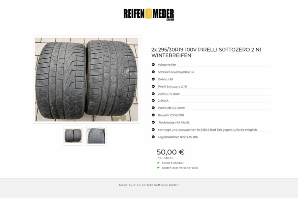 2x 295/30R19 100V PIRELLI SOTTOZERO 2 N1 WINTERREIFEN #6588 – Bild 3