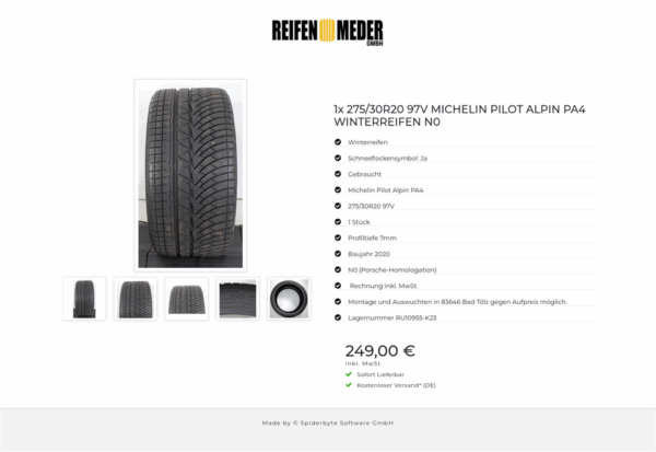 1x 275/30R20 97V MICHELIN PILOT ALPIN PA4 WINTERREIFEN N0 #1TJO – Bild 6