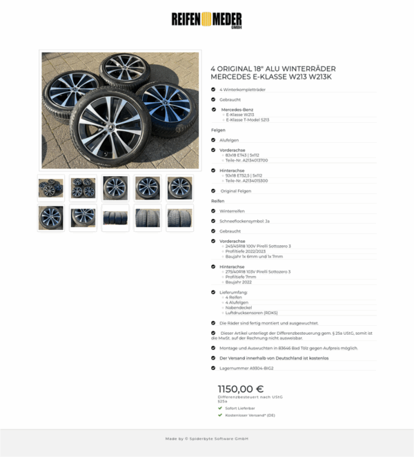 4 ORIGINAL 18" ALU WINTERRÄDER MERCEDES E-KLASSE W213 W213K #1OJO – Bild 11