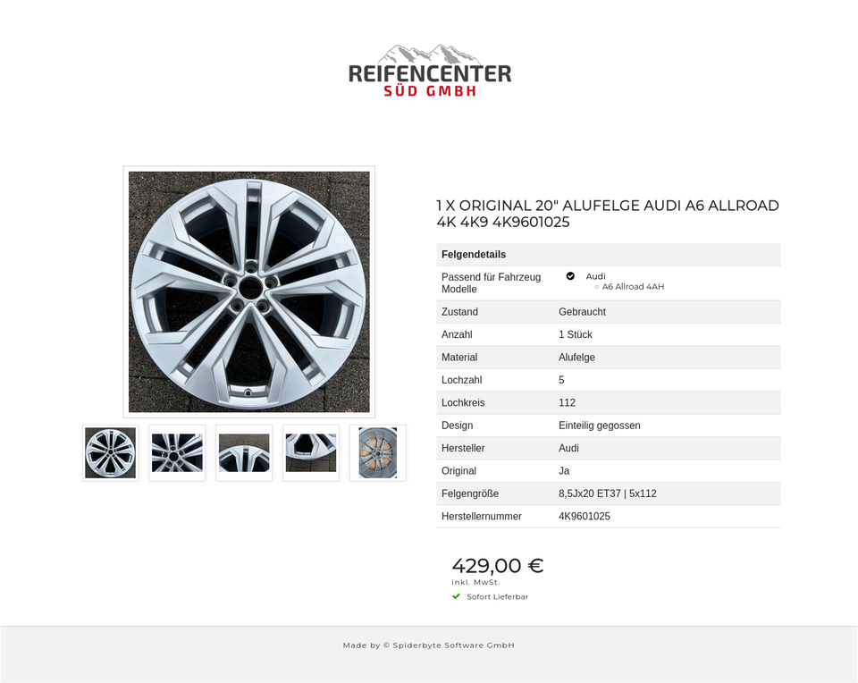 1 X ORIGINAL 20" ALUFELGE AUDI A6 ALLROAD 4K 4K9 4K9601025 #1YRT – Bild 6