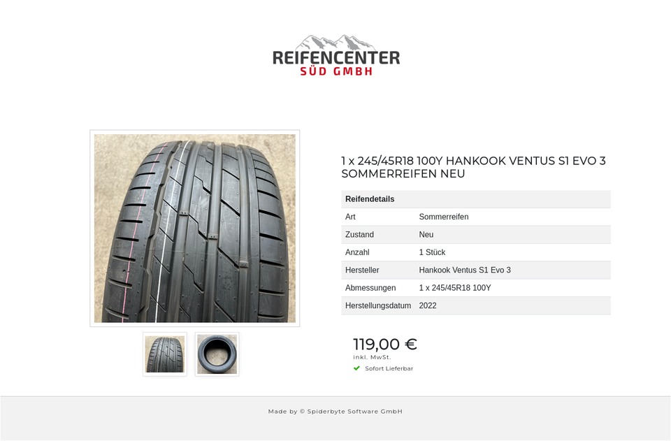 1 x 245/45R18 100Y HANKOOK VENTUS S1 EVO 3 SOMMERREIFEN NEU #1Q1W – Bild 3