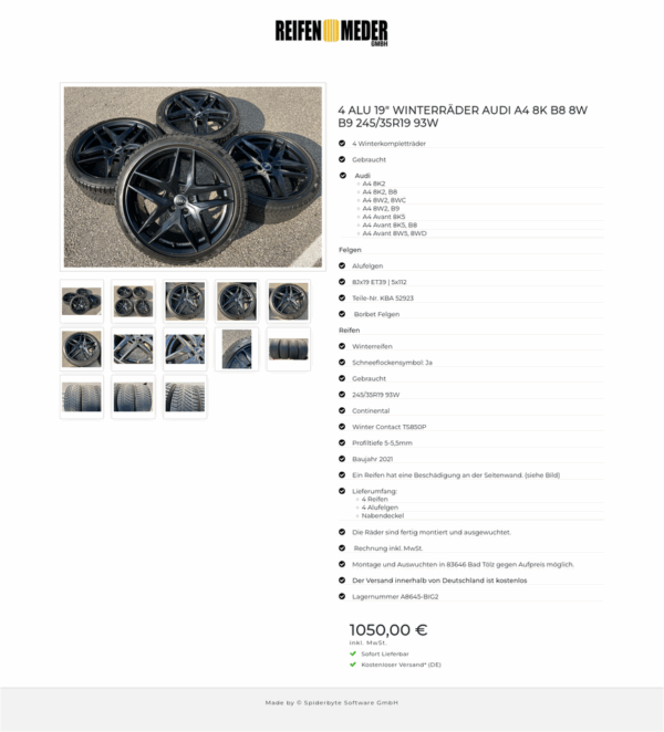 4 ALU 19" WINTERRÄDER AUDI A4 8K B8 8W B9 245/35R19 93W #1L8L – Bild 14