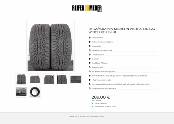 2x 245/35R20 91V MICHELIN PILOT ALPIN PA4 WINTERREIFEN N1 #1QWI – Bild 8