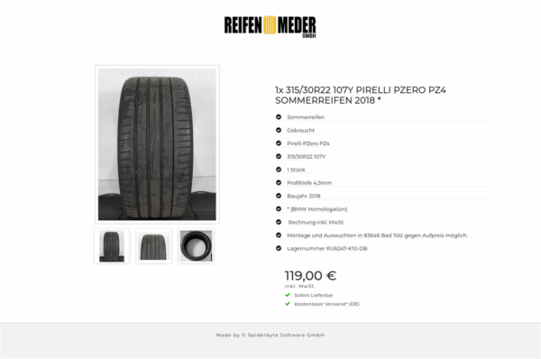 1x 315/30R22 107Y PIRELLI PZERO PZ4 SOMMERREIFEN 2018 * #18RB – Bild 4