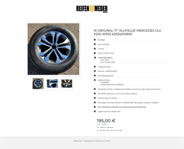 1X ORIGINAL 17" ALUFELGE MERCEDES GLC X204 W253 A2534010600 #1RTP – Bild 4
