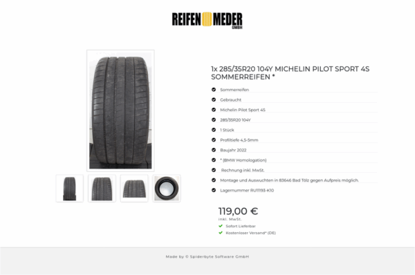 1x 285/35R20 104Y MICHELIN PILOT SPORT 4S SOMMERREIFEN * #1UUU – Bild 5