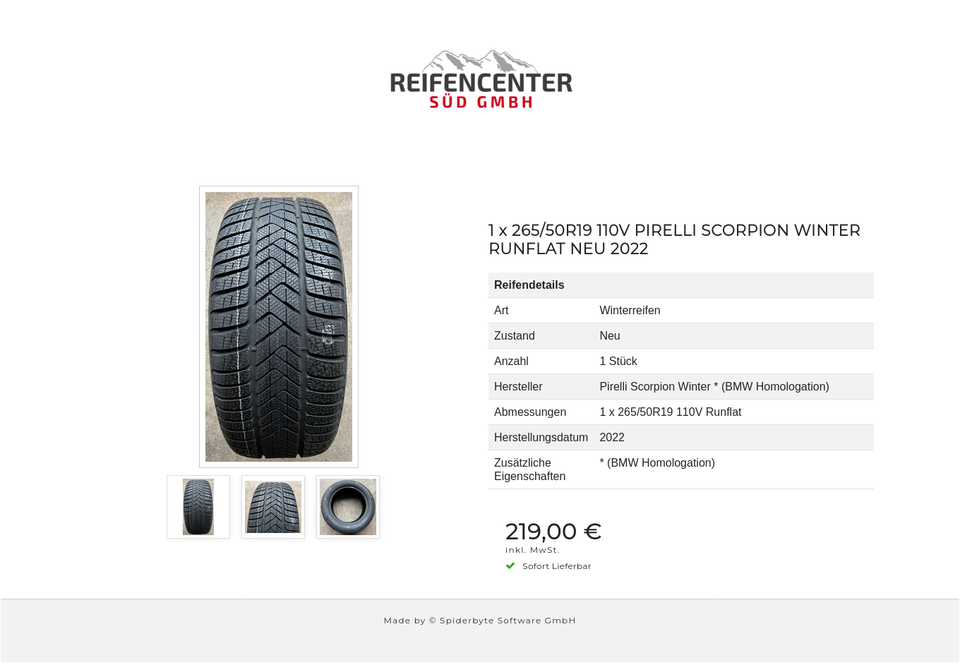 1 x 265/50R19 110V PIRELLI SCORPION WINTER RUNFLAT NEU 2022 #1Q1T – Bild 4