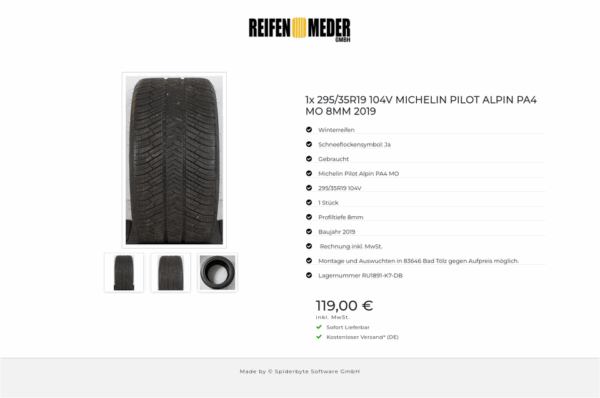 1x 295/35R19 104V MICHELIN PILOT ALPIN PA4 MO 8MM 2019 #161M – Bild 4