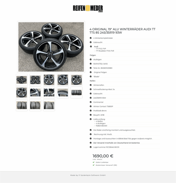 4 ORIGINAL 19" ALU WINTERRÄDER AUDI TT TTS 8S 245/35R19 93W #1KJN – Bild 14