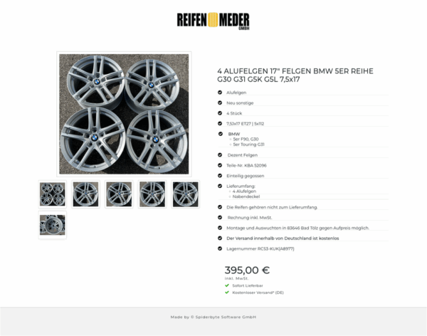 4 ALUFELGEN 17" FELGEN BMW 5ER REIHE G30 G31 G5K G5L 7,5x17 #1D6L – Bild 7