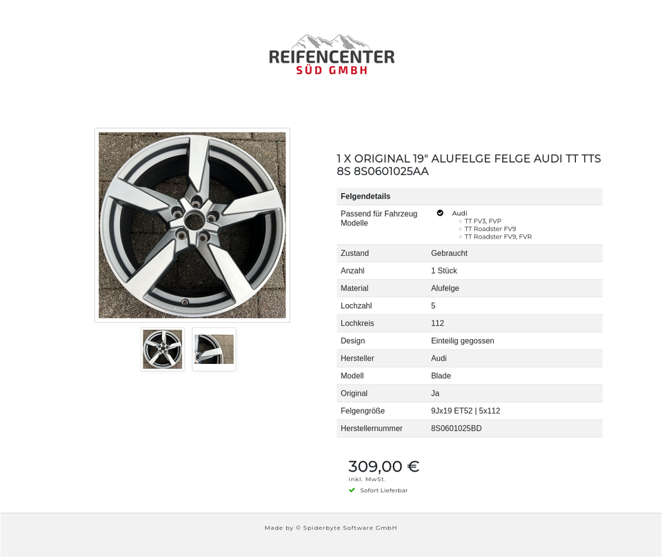 1 X ORIGINAL 19" ALUFELGE FELGE AUDI TT TTS 8S 8S0601025AA #1YSE – Bild 3