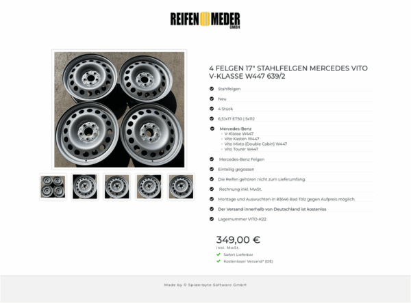 4 FELGEN 17" STAHLFELGEN MERCEDES VITO V-KLASSE W447 639/2 #1ZXL – Bild 6