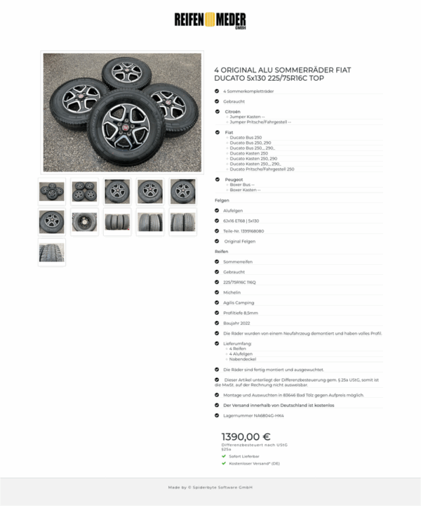 4 ORIGINAL ALU SOMMERRÄDER FIAT DUCATO 5x130 225/75R16C TOP #1CNC – Bild 12