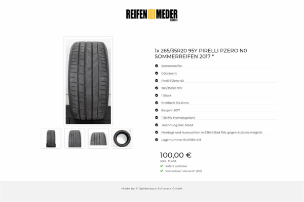 1x 265/35R20 95Y PIRELLI PZERO N0 SOMMERREIFEN 2017 * #1W3I – Bild 5