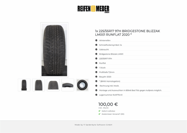1x 225/55R17 97H BRIDGESTONE BLIZZAK LM001 RUNFLAT 2020 * #1O7D – Bild 6