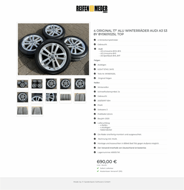 4 ORIGINAL 17" ALU WINTERRÄDER AUDI A3 S3 8Y 8Y0601025L TOP #1N9W – Bild 13