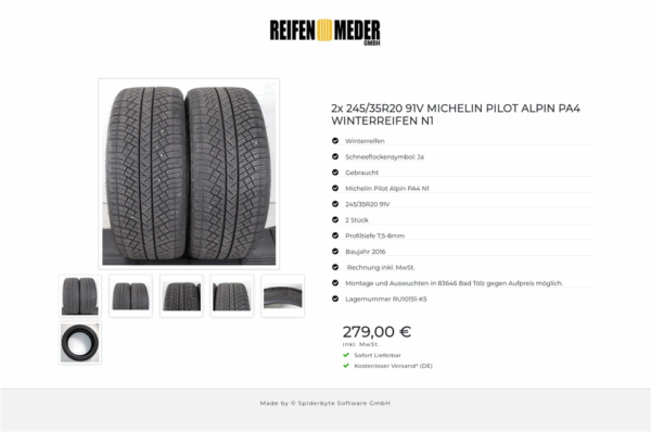 2x 245/35R20 91V MICHELIN PILOT ALPIN PA4 WINTERREIFEN N1 #1P1B – Bild 7