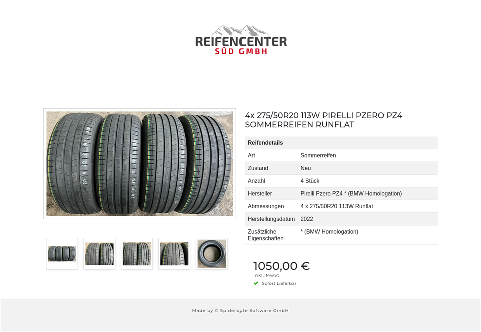 4x 275/50R20 113W PIRELLI PZERO PZ4 SOMMERREIFEN RUNFLAT #1PKE – Bild 6