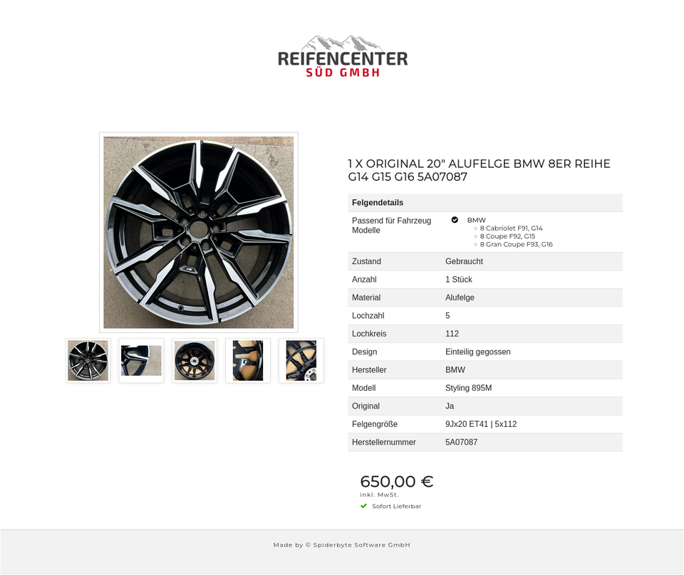 1 X ORIGINAL 20" ALUFELGE BMW 8ER REIHE G14 G15 G16 5A07087 #1U9Z – Bild 6