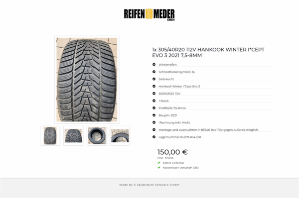 1x 305/40R20 112V HANKOOK WINTER I*CEPT EVO 3 2021 7,5-8MM #1606 – Bild 5