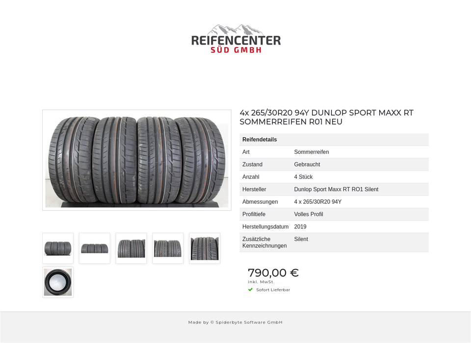 4x 265/30R20 94Y DUNLOP SPORT MAXX RT SOMMERREIFEN R01 NEU #1T1G – Bild 7