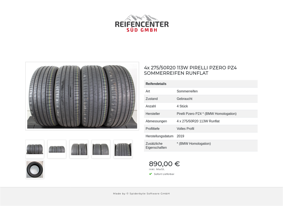 4x 275/50R20 113W PIRELLI PZERO PZ4 SOMMERREIFEN RUNFLAT #1VCJ – Bild 7