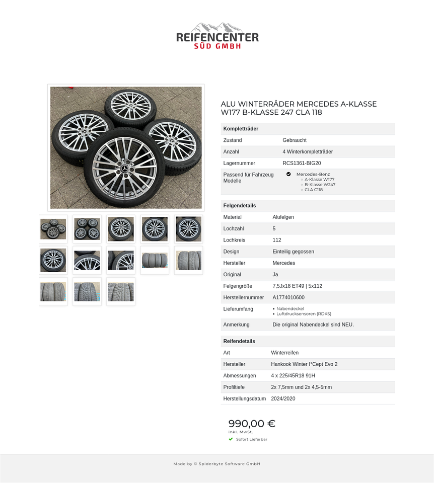 ALU WINTERRÄDER MERCEDES A-KLASSE W177 B-KLASSE 247 CLA 118 #216N – Bild 14