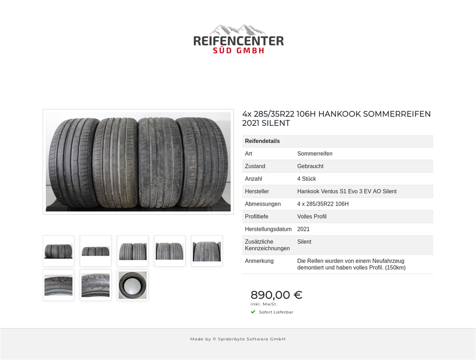 4x 285/35R22 106H HANKOOK SOMMERREIFEN 2021 SILENT #21CP – Bild 9