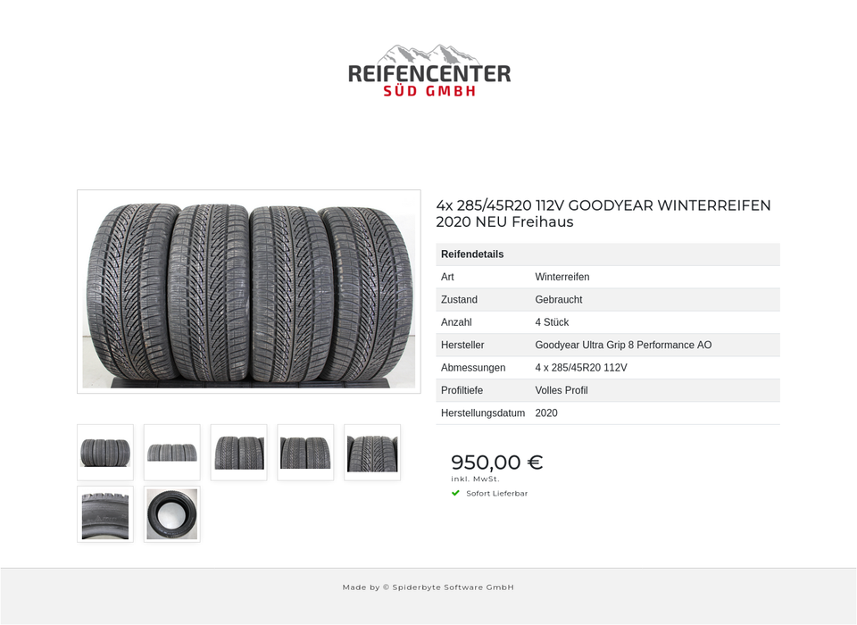 4x 285/45R20 112V GOODYEAR WINTERREIFEN 2020 NEU Freihaus #1R2U – Bild 8