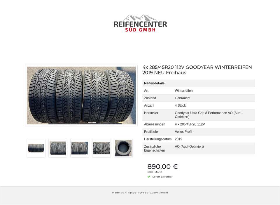 4x 285/45R20 112V GOODYEAR WINTERREIFEN 2019 NEU Freihaus #1XSE – Bild 6