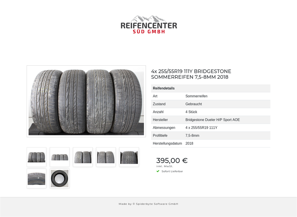 4x 255/55R19 111Y BRIDGESTONE SOMMERREIFEN 7,5-8MM 2018 #21BQ – Bild 8