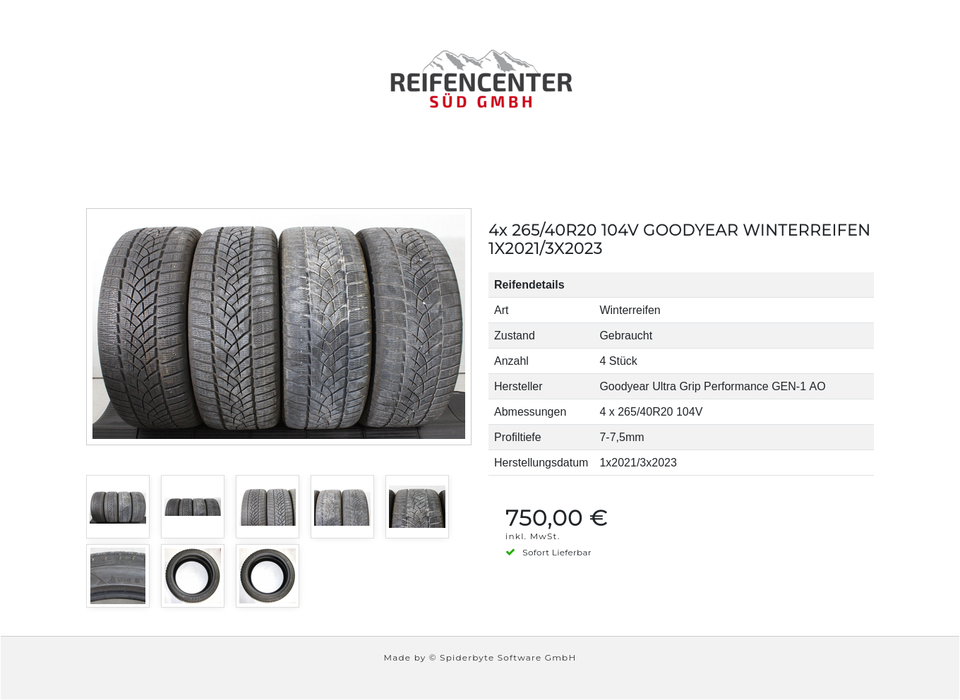 4x 265/40R20 104V GOODYEAR WINTERREIFEN 1X2021/3X2023 #210H – Bild 9