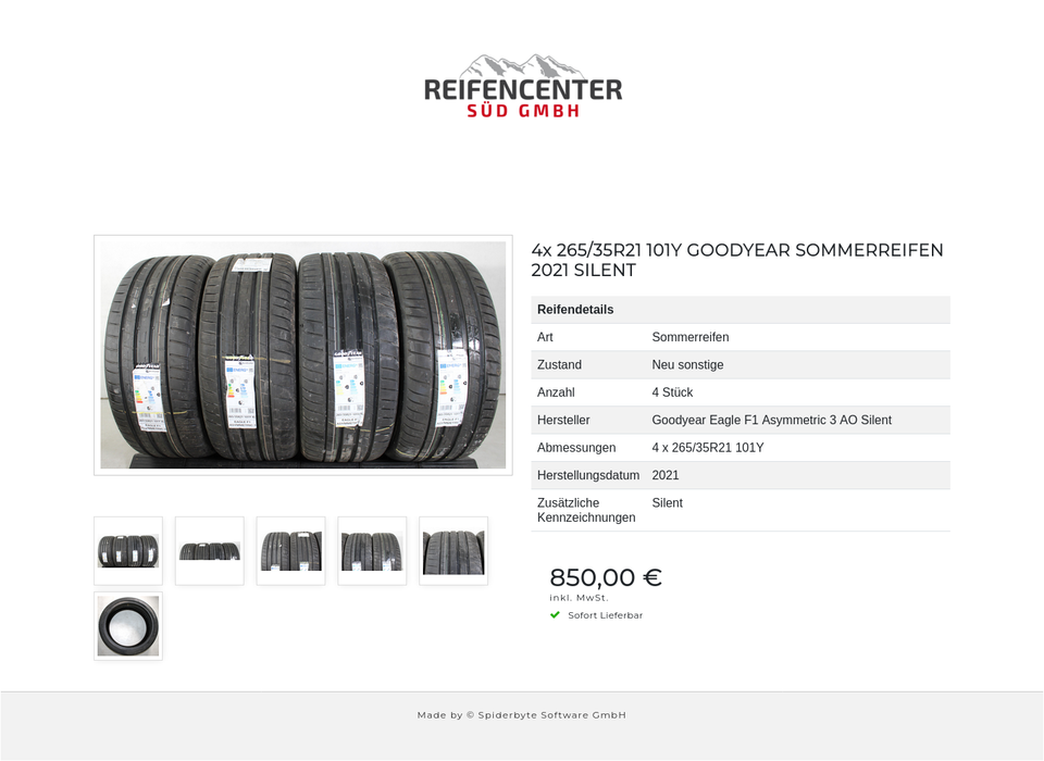 4x 265/35R21 101Y GOODYEAR SOMMERREIFEN 2021 SILENT #1SXL – Bild 7
