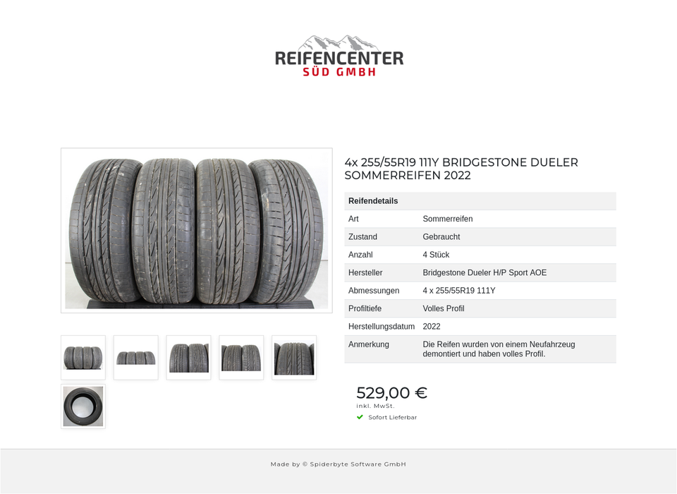 4x 255/55R19 111Y BRIDGESTONE DUELER SOMMERREIFEN 2022 #1S5R – Bild 7