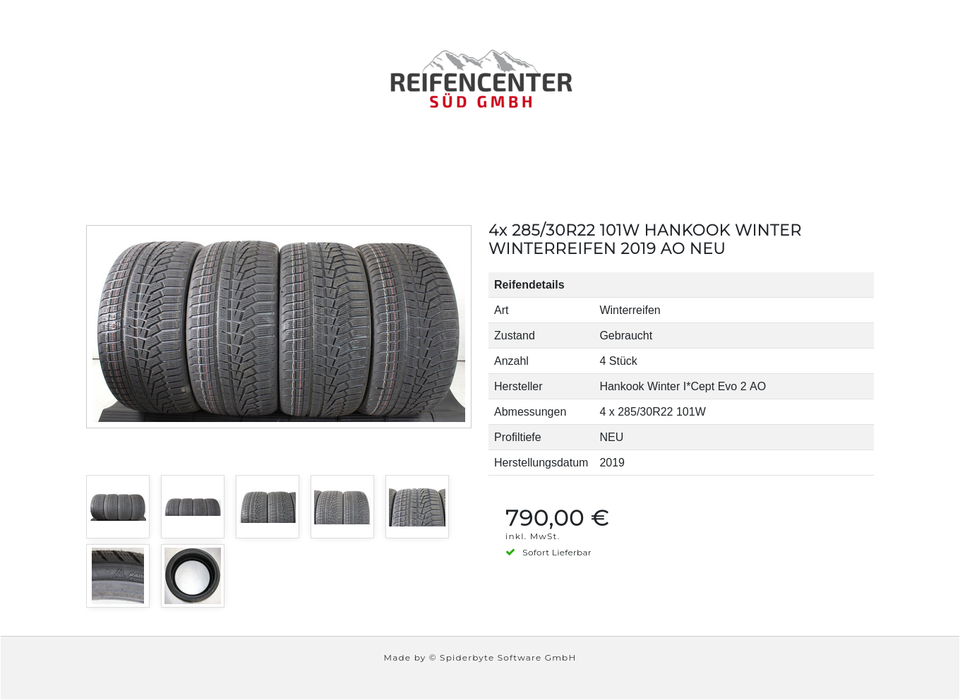 4x 285/30R22 101W HANKOOK WINTER WINTERREIFEN 2019 AO NEU #20DZ – Bild 8