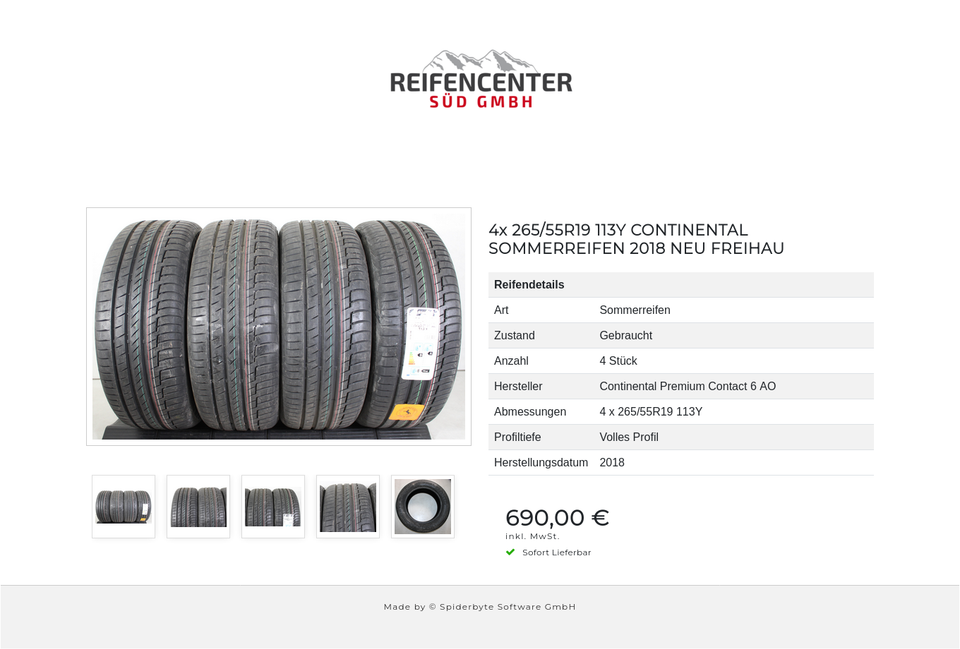 4x 265/55R19 113Y CONTINENTAL SOMMERREIFEN 2018 NEU FREIHAU #1RHH – Bild 6
