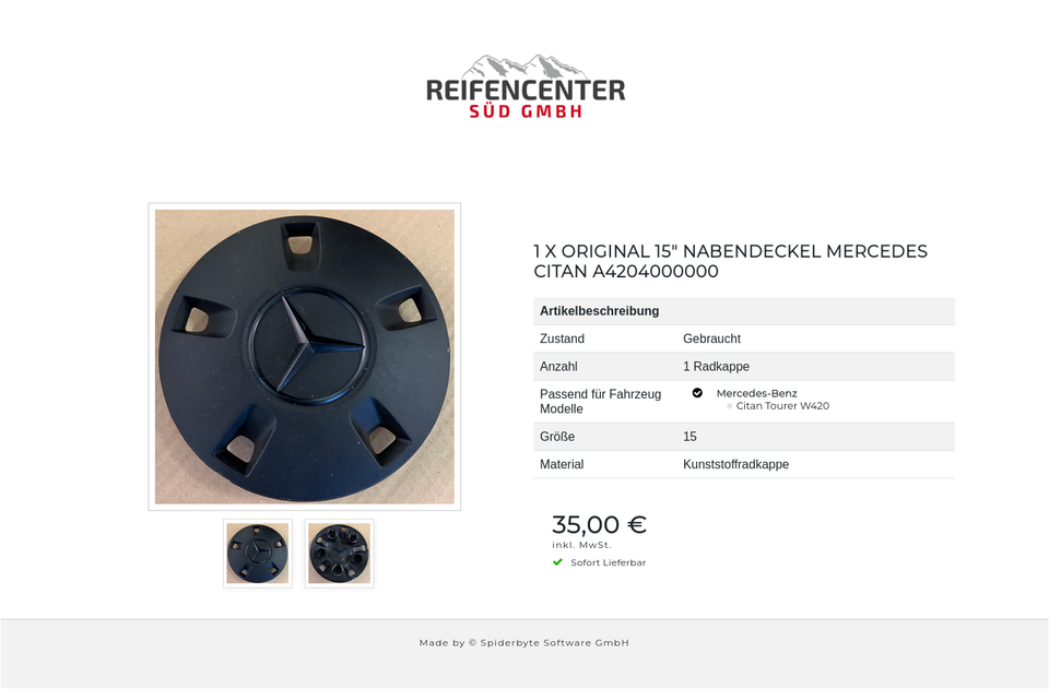 1 X ORIGINAL 15" NABENDECKEL MERCEDES CITAN A4204000000 #1YIC – Bild 3