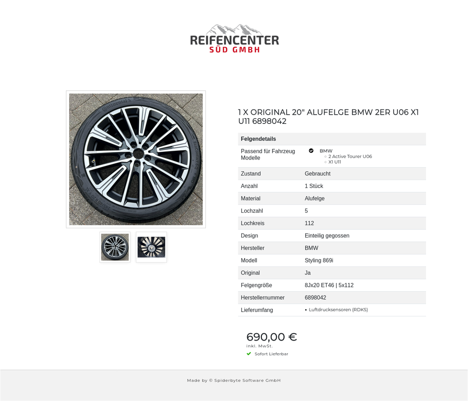 1 X ORIGINAL 20" ALUFELGE BMW 2ER U06 X1 U11 6898042 #1WTZ – Bild 3