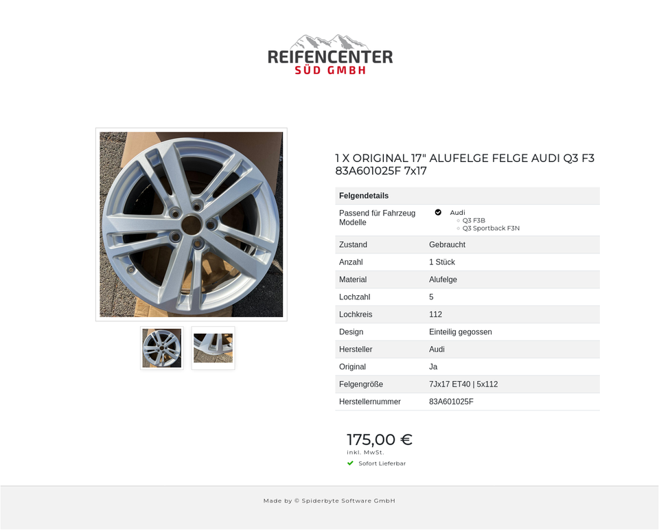 1 X ORIGINAL 17" ALUFELGE FELGE AUDI Q3 F3 83A601025F 7x17 #1TSA – Bild 3