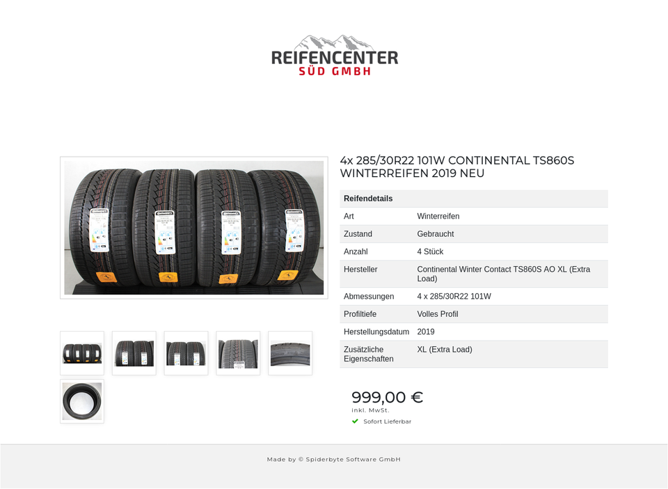 4x 285/30R22 101W CONTINENTAL TS860S WINTERREIFEN 2019 NEU #1ZOB – Bild 7