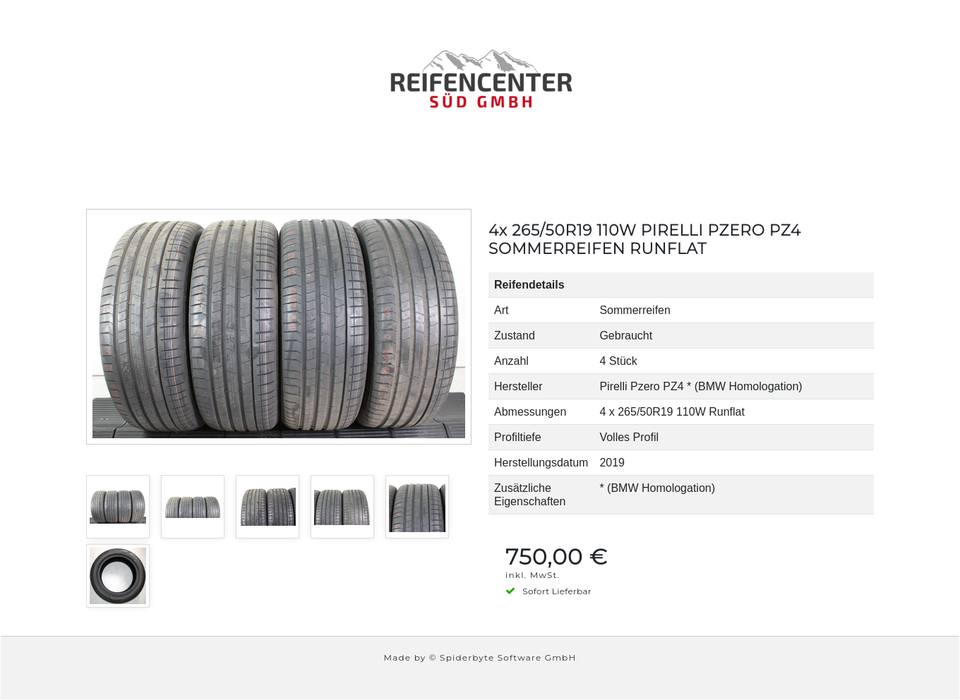 4x 265/50R19 110W PIRELLI PZERO PZ4 SOMMERREIFEN RUNFLAT #1VPP – Bild 7
