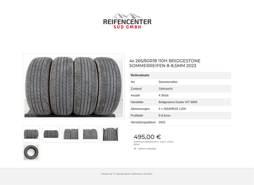 4x 265/60R18 110H BRIDGESTONE SOMMERREIFEN 8-8,5MM 2023 #1HIG – Bild 7